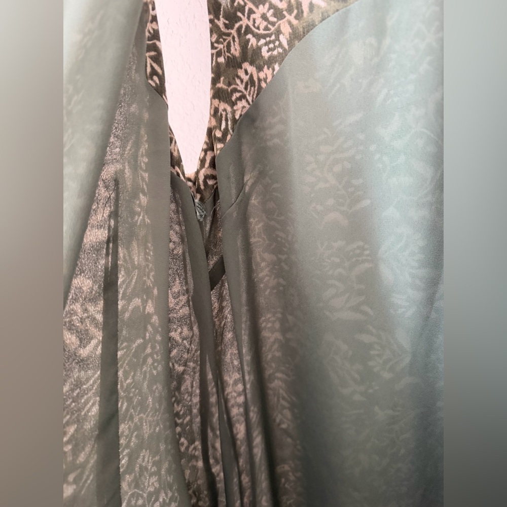 Charter Club Olive Green Floral Sleeveless Dress Size 14 Lightweight Lined - Picture 10 of 10